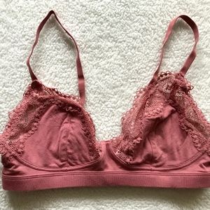 Gilligan & O'Malley Modal Lace Trim Bralette Pink